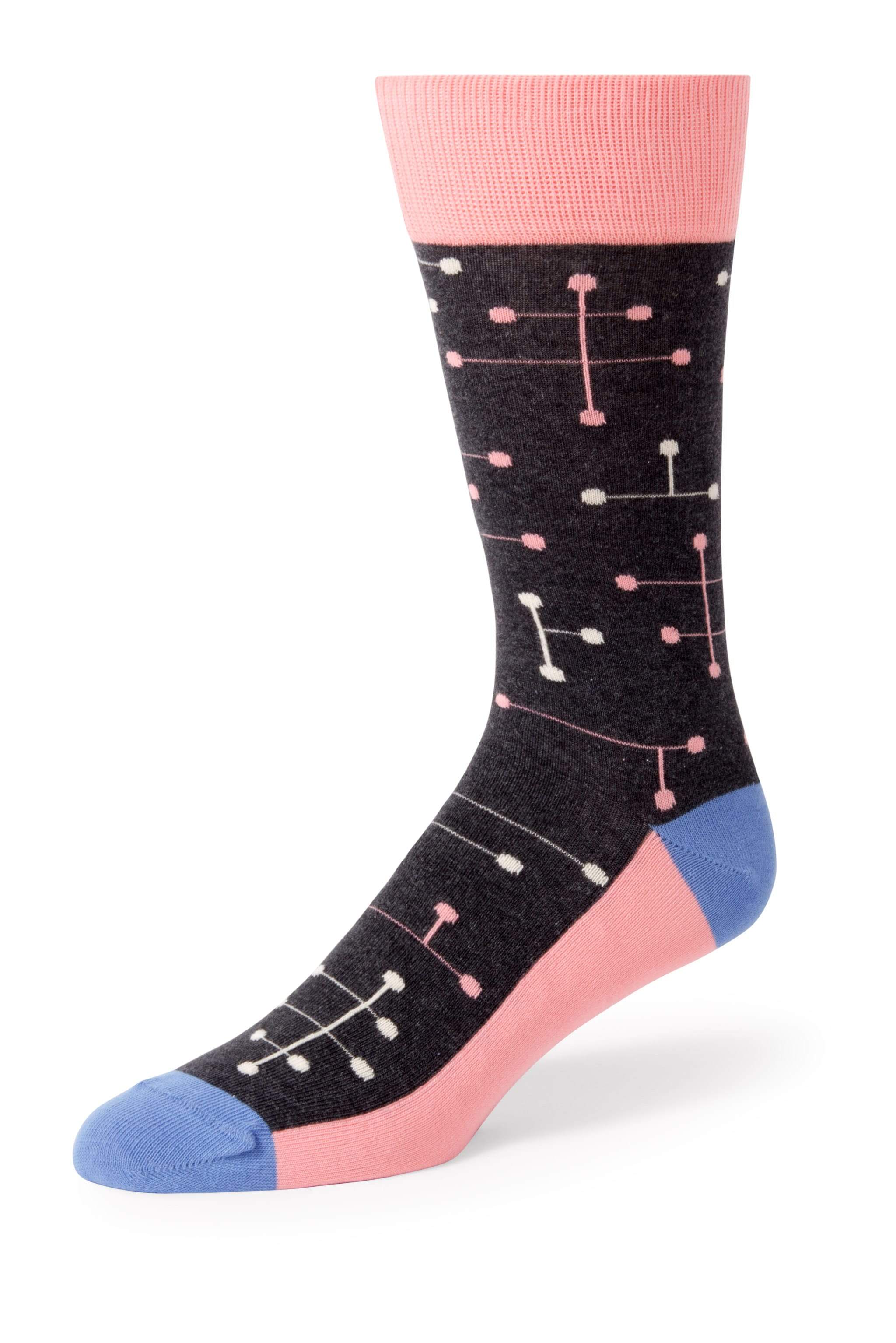 Coral Line Dot Men's Dress Socks - Top Tier Tux Coral Line Dot Men's Dress Socks - Top Tier Tux