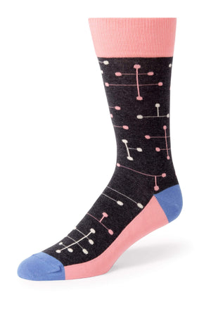 Coral Line Dot Men's Dress Socks